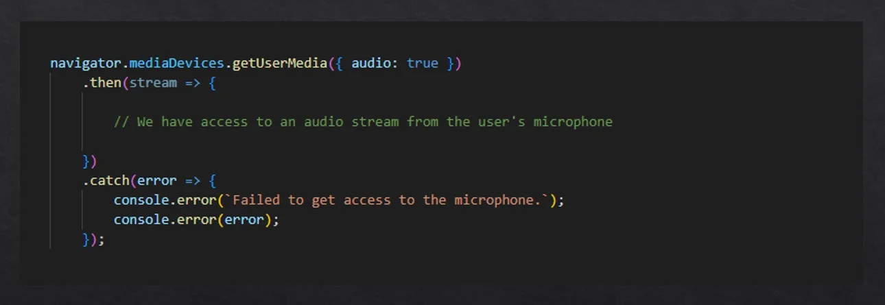 Requesting permission to record audio in the browser